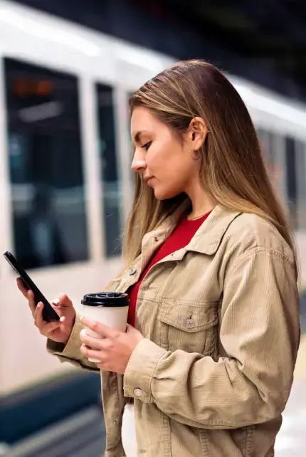 Girl at train station