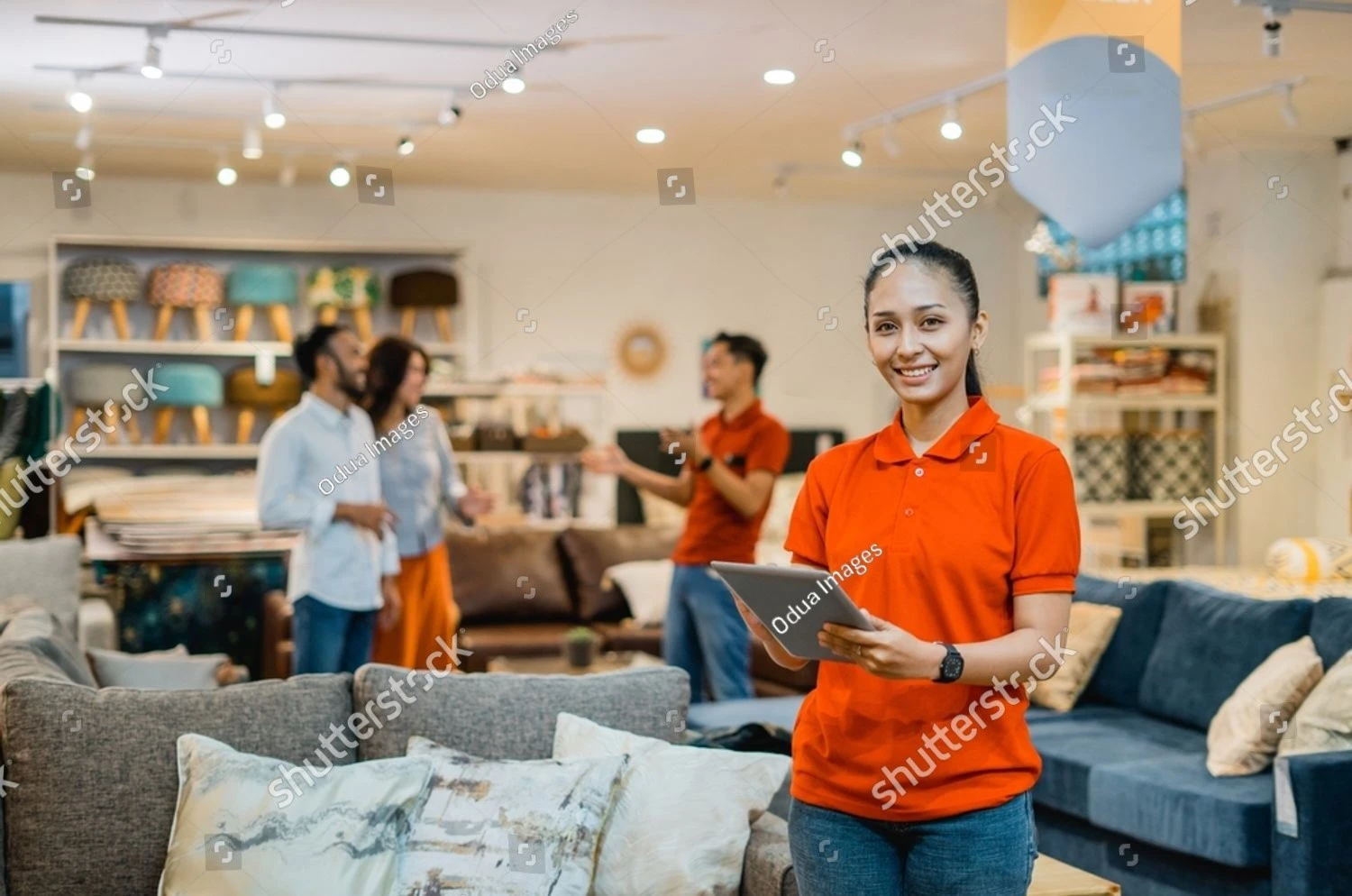 Girl in furniture store