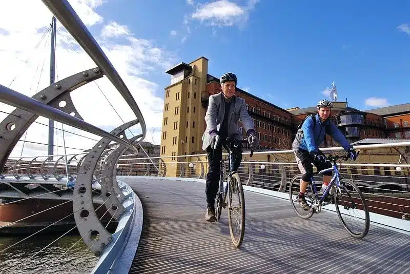 Cycling on the bridge