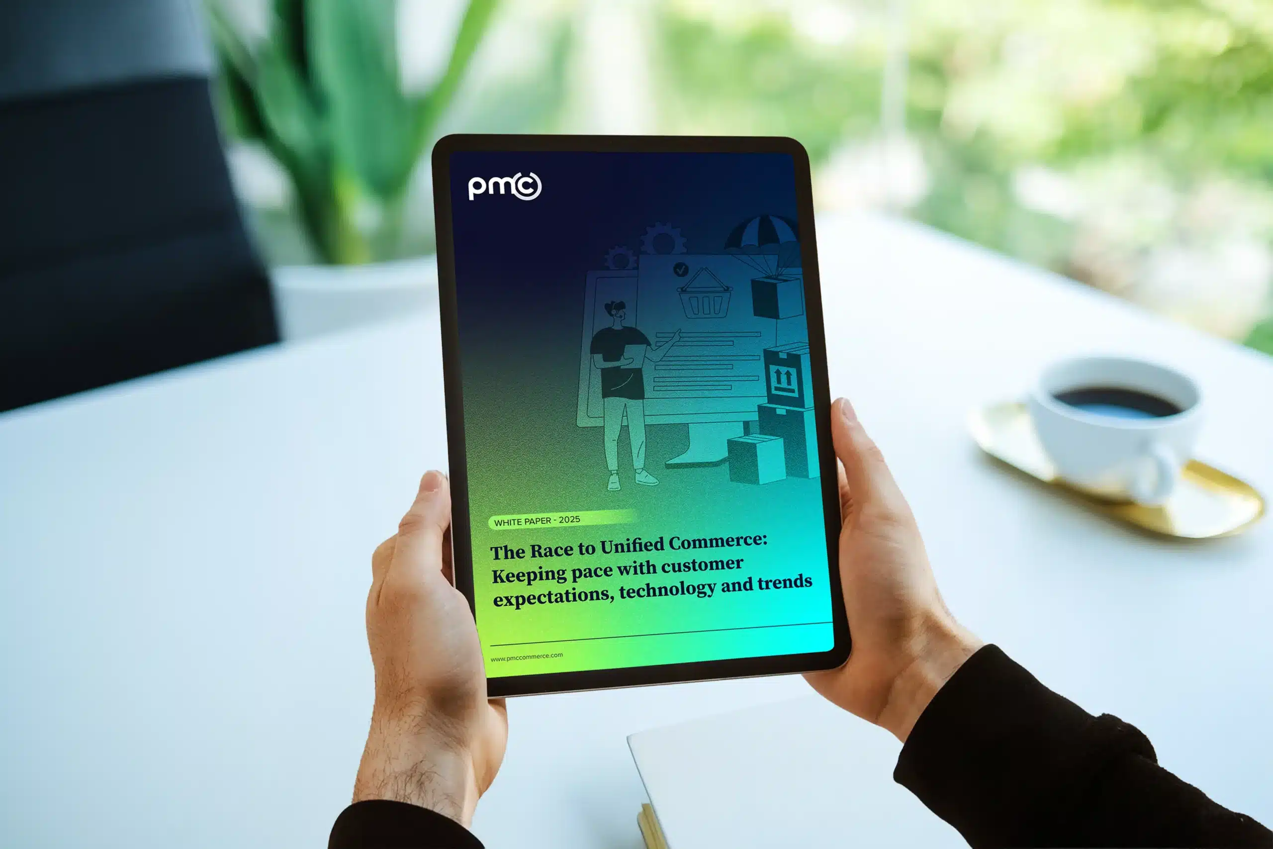 Unified commerce white paper report hand ipad